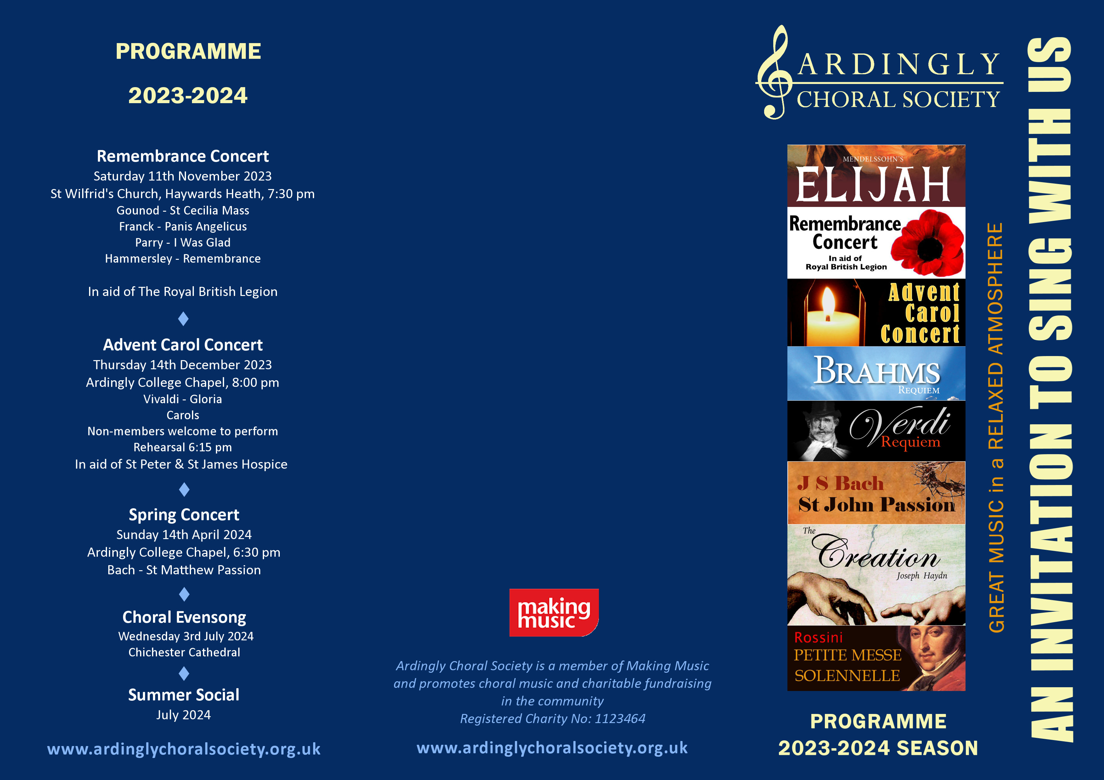 Ardingly Choral Society | Programme